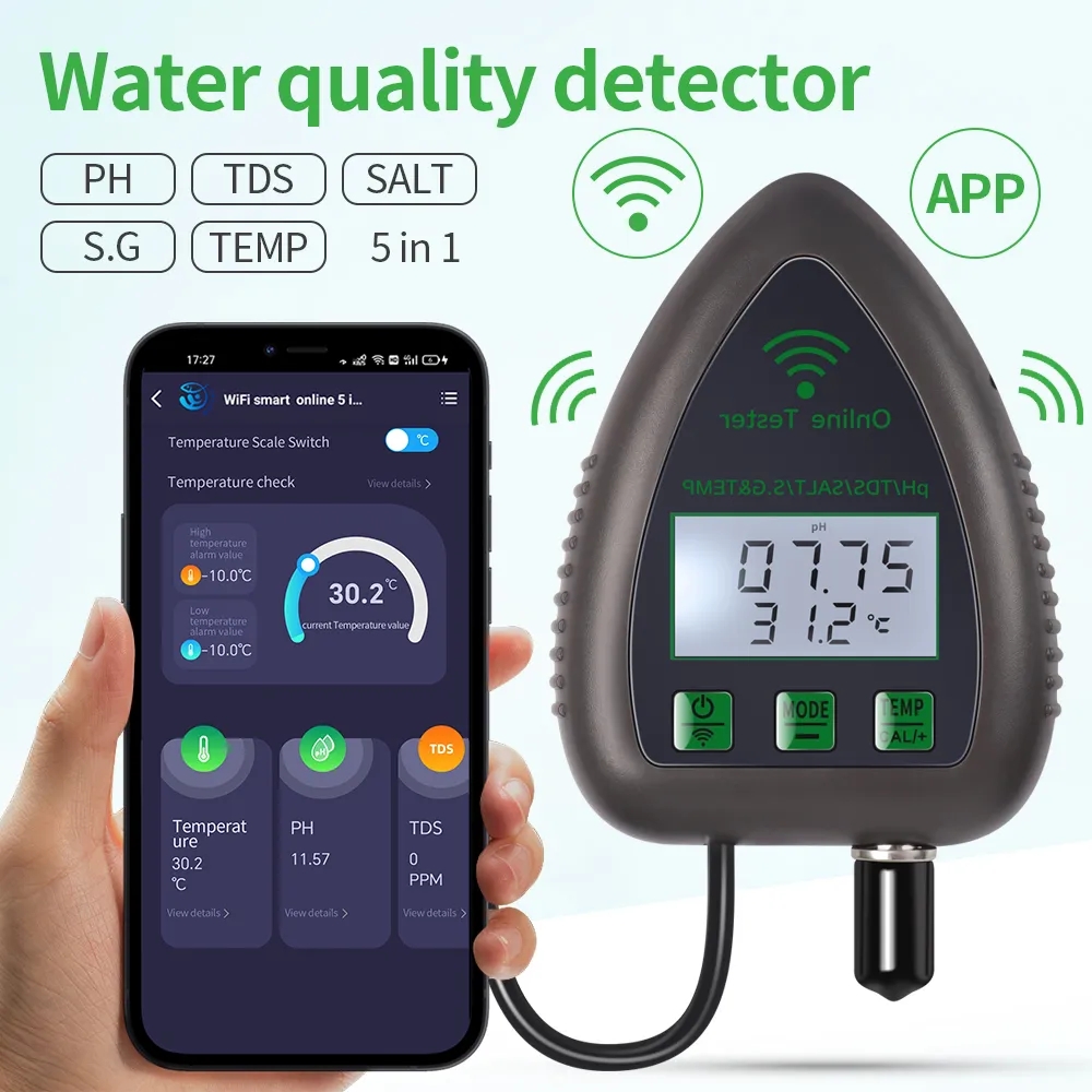 Marine Aquarium Water Analyzer - Tuya WiFi 5 in1 수질 테스터