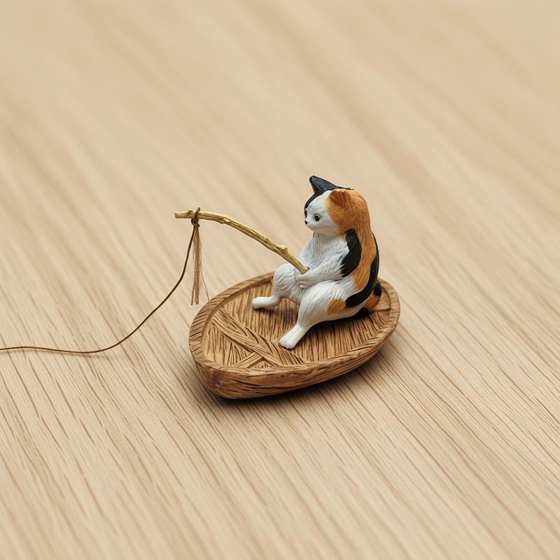 Aquarium Marina - 레진 고양이 낚시 보트 수족관 장식품,