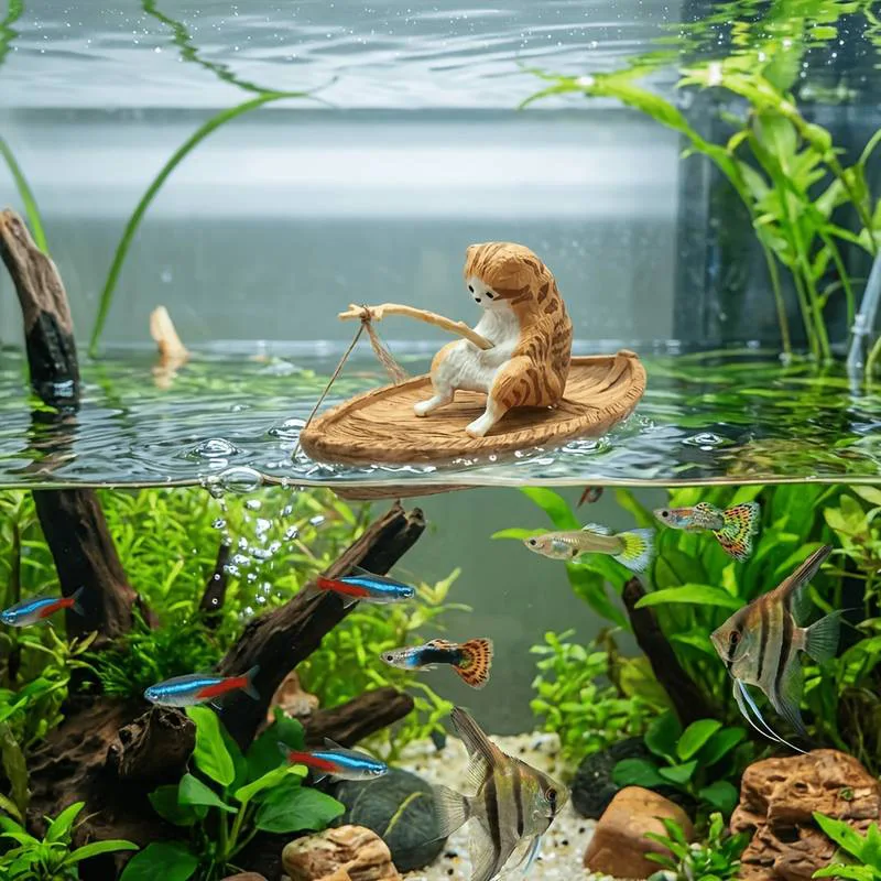 1PCS 크리 에이 티브 고양이 낚시 보트 수족관 장식 - Aquarium Marina 리뷰 및 가격