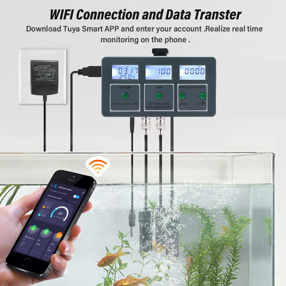 YAGO 8 in 1 WiFi 수족관 수질 테스터 식수 - Marine Aquarium Water Analyzer 리뷰 및 가격