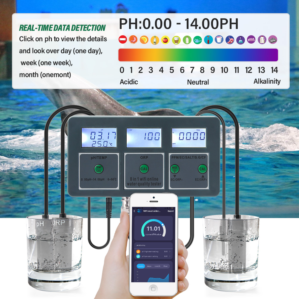 YAGO 8 in 1 WiFi 수족관 수질 테스터 식수 - Marine Aquarium Water Analyzer 리뷰 및 가격