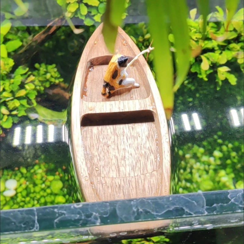 수제 나무 보트 미니 부동 보트 모델 어부 고양이 낚시 - Aquarium Marina 리뷰 및 가격