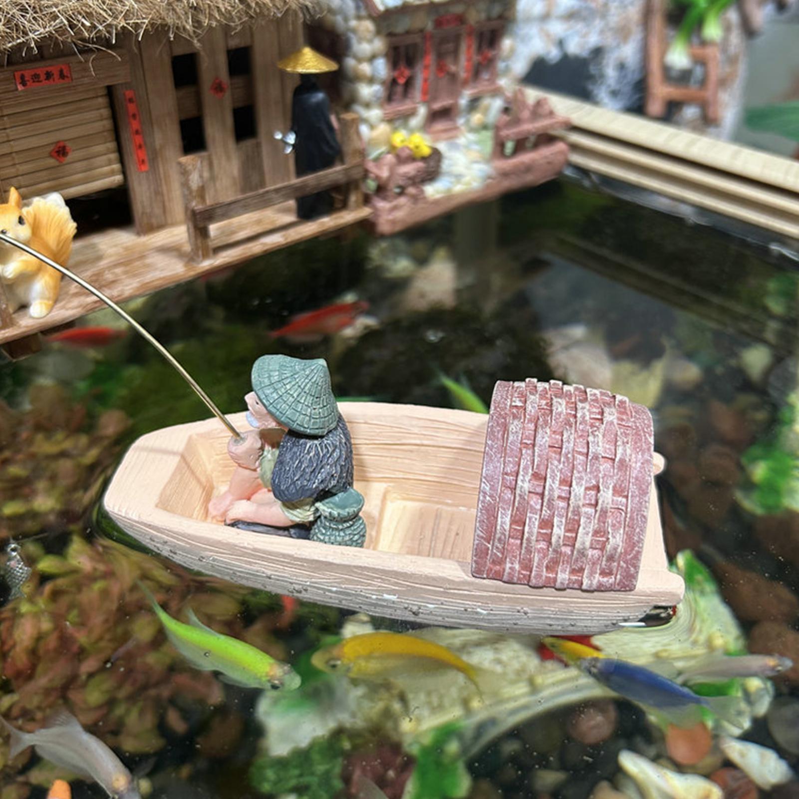 레진 플로팅 어부 보트 장식 미니 장면 장식 수족관 석 - Aquarium Marina 리뷰 및 가격